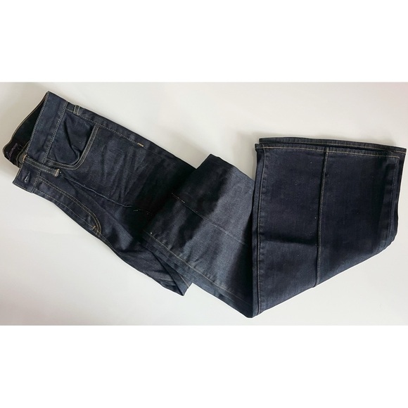 Ralph Lauren • Dark Blue High Rise Flare Pintuck Jeans - Picture 1 of 8